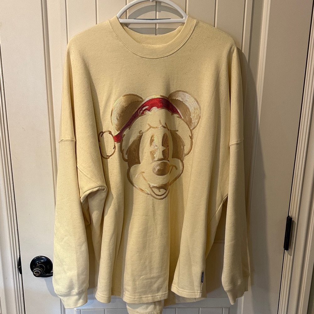 Disney Cream Crewneck Sweater with Mickey Mouse